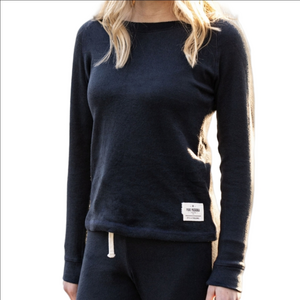 PURE MUSKOKA Wool Blend  Lounger Sweater Navy Blue Crewneck Sz S-M